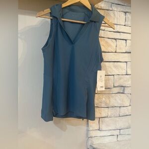 Athleta Sleeveless Polo Top Teal Blue Size S NWT Performance Tank